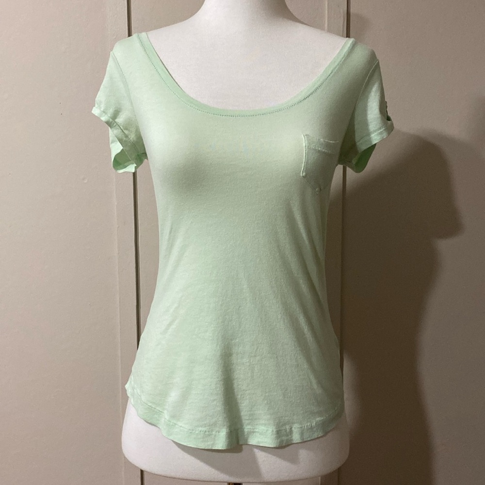Express Mint Green Tee w/ Pocket, Size XS